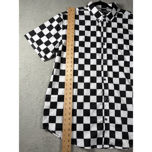 Live Fast Motorcycle Checkerboard Button Up 2XL - Picture 7 of 7